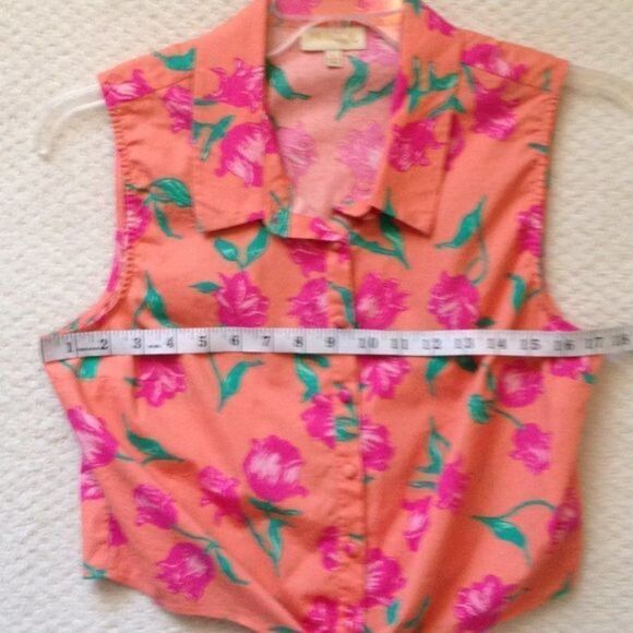 Anthropologie | ModCloth Tie-Front Crop Top Multicolor Large - Picture 4 of 6